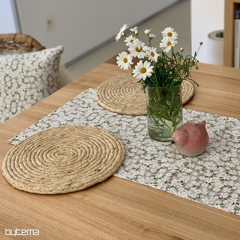 Tischdecke und Schal WEISSE BLUMEN