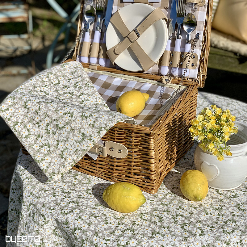 Picknickkorb GARTEN beige kariert für 4 Personen