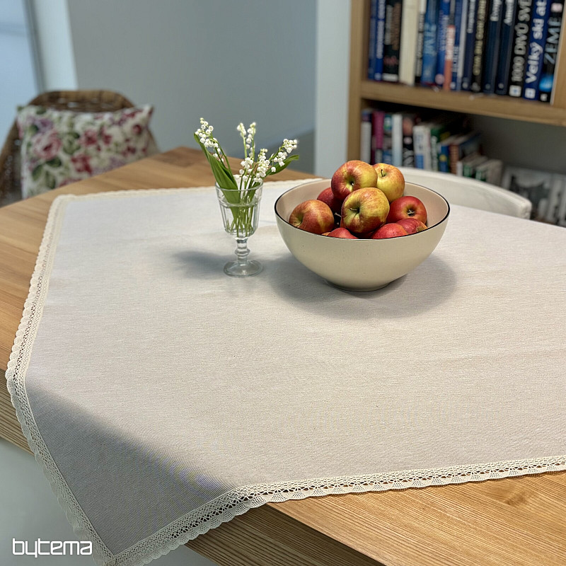 Wandteppich-Tischdecke und Schal NATUR MIT SPITZE