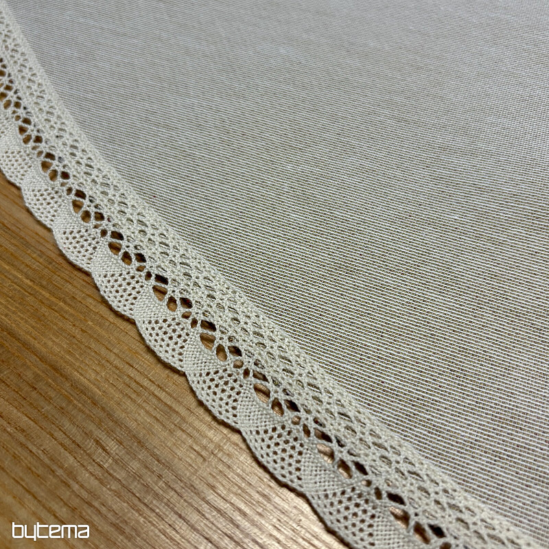 Runde Gobelin-Tischdecke NATUR MIT SPITZE