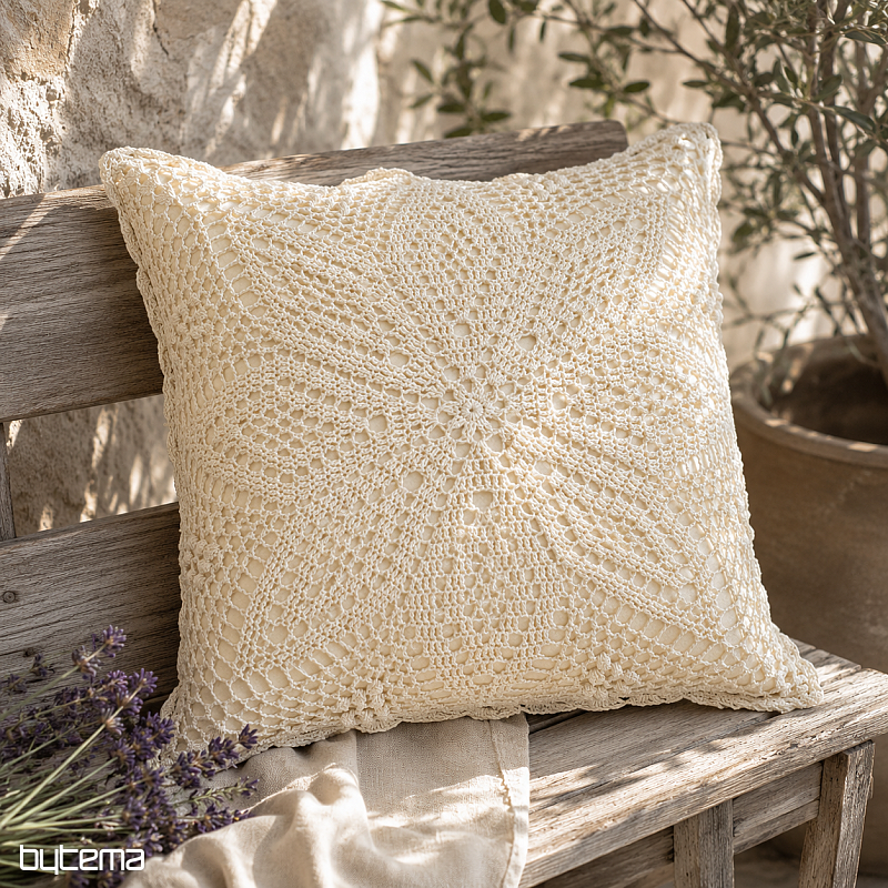 Dekorative Spitzenabdeckung BLUME beige