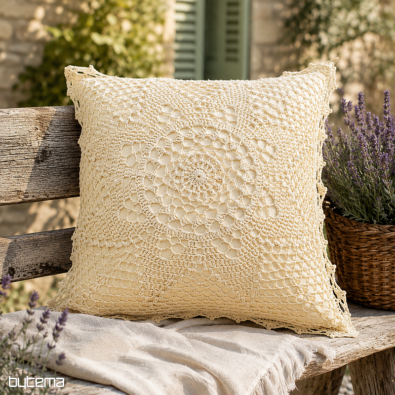 Dekorative Spitzenabdeckung BLUME beige