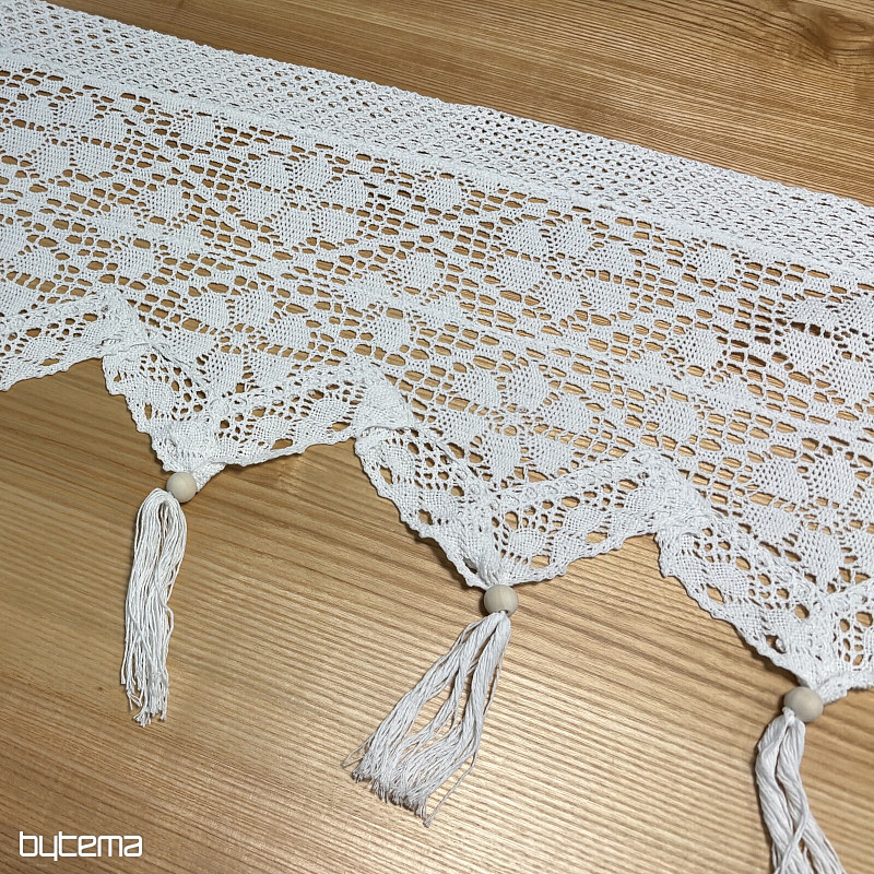 Fertiger Buntglasvorhang, Häkelspitze Beige