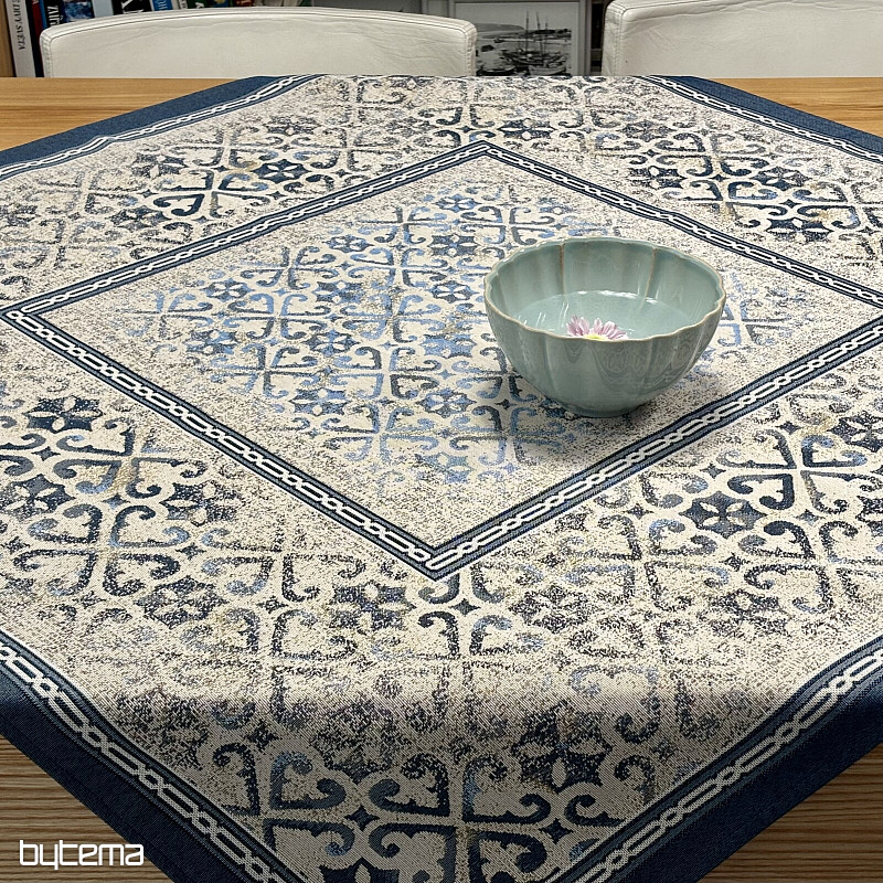 Wandteppich-Tischdecke und Schal BLAUER ORNAMENT