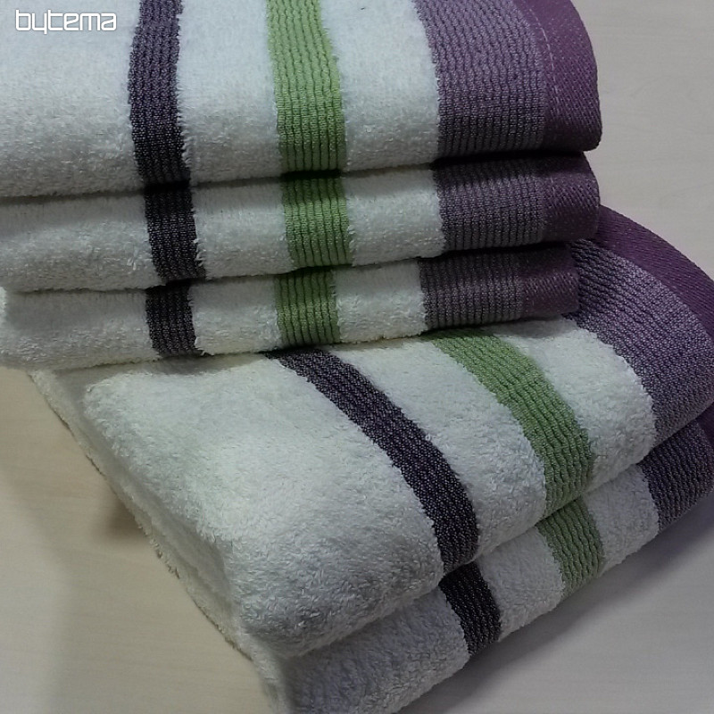 Handtuch und Badetuch METROP cremig lila+grün