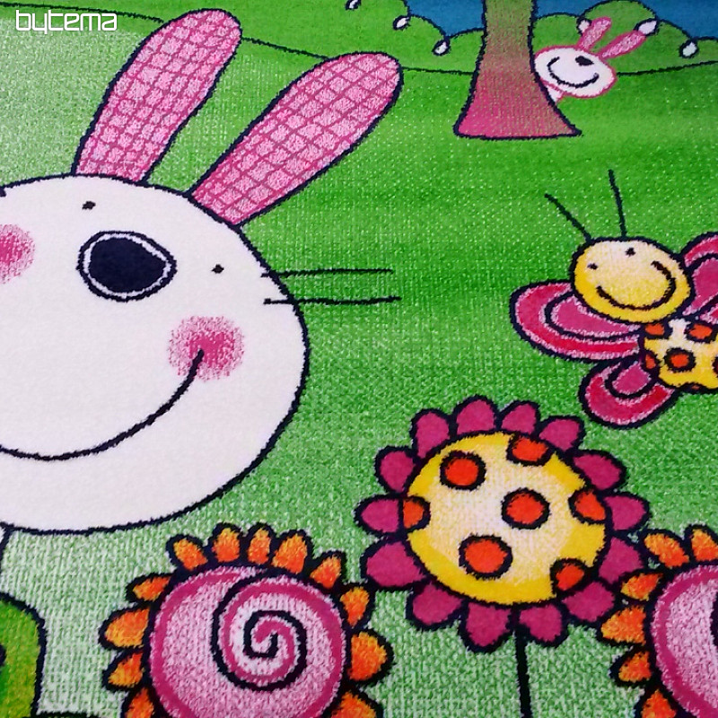 Kinderteppich Hase pink