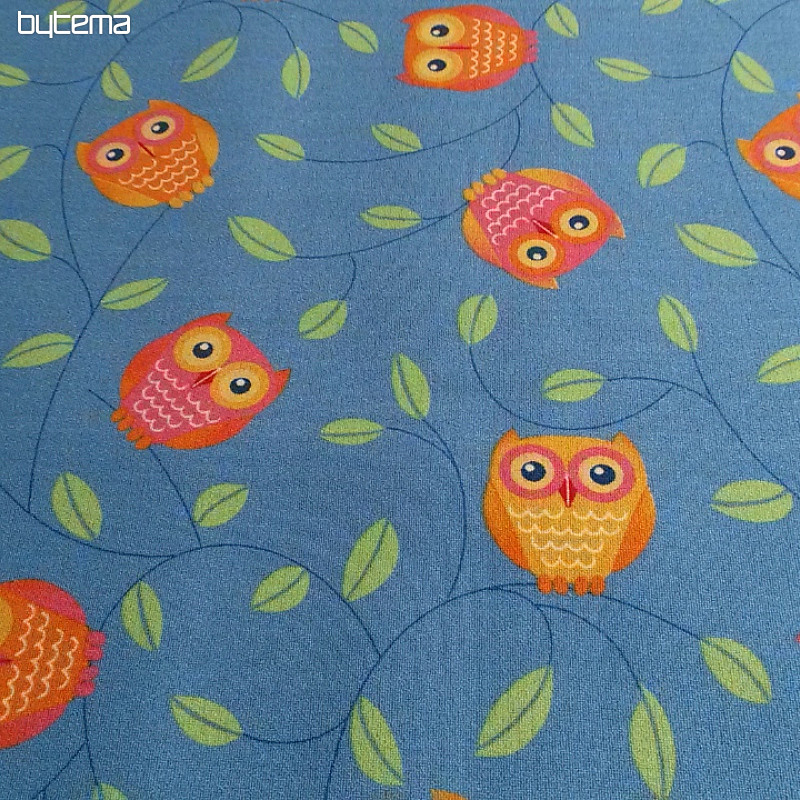 Kinderteppich EULEN happy owl blau Meterware