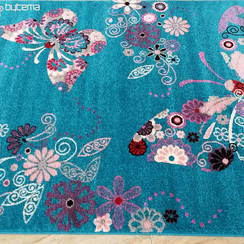 Kinderteppich BELLA Schmetterlinge türkis