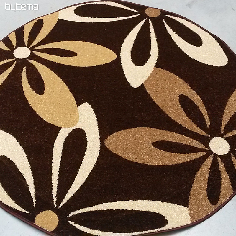 Rundteppich KARMEL Blumen draun