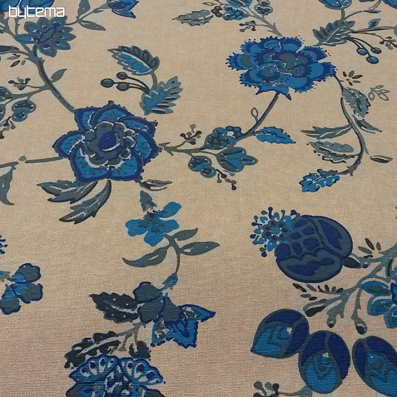 Dekorationsstoff INDI Blume Blau