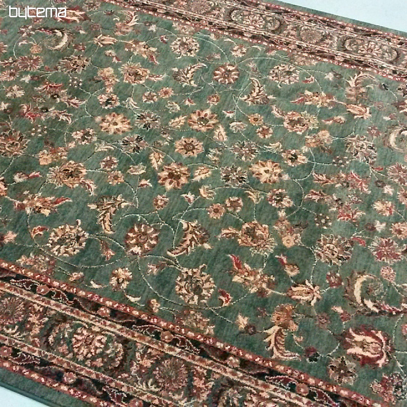 Luxus-Wollteppich ROYAL allover Blume grün