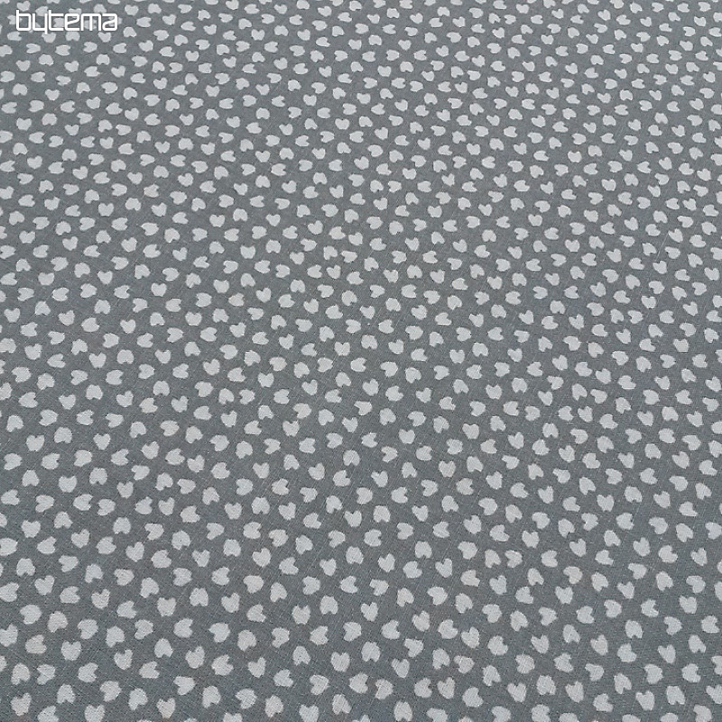 Baumwollstoff HERZ grau-blau