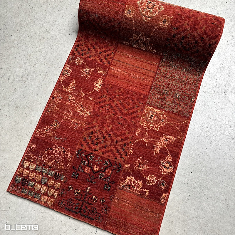 Luxus-Läufer aus Wolle ROYAL PATCHWORK rot