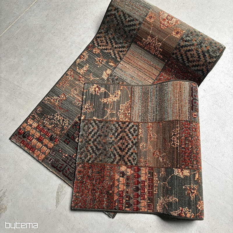 Luxus-Läufer aus Wolle ROYAL PATCHWORK grün