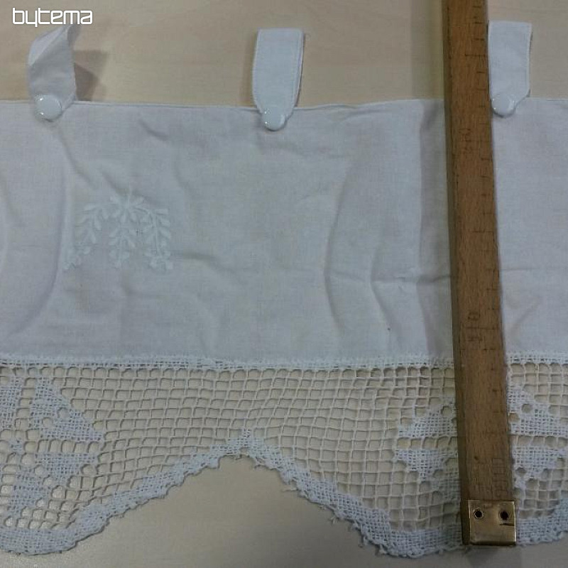 Gehäkelte Schlaufengardine aus Baumwolle weiss 30 cm