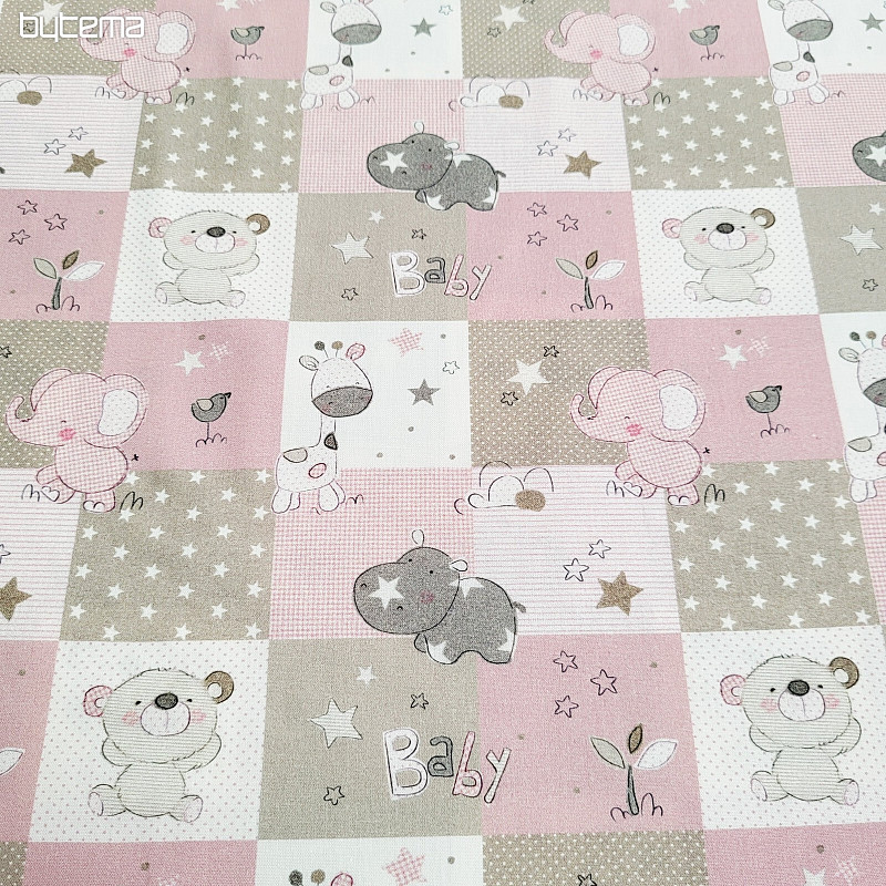 Baumwollstoff BABY ZOO rosa