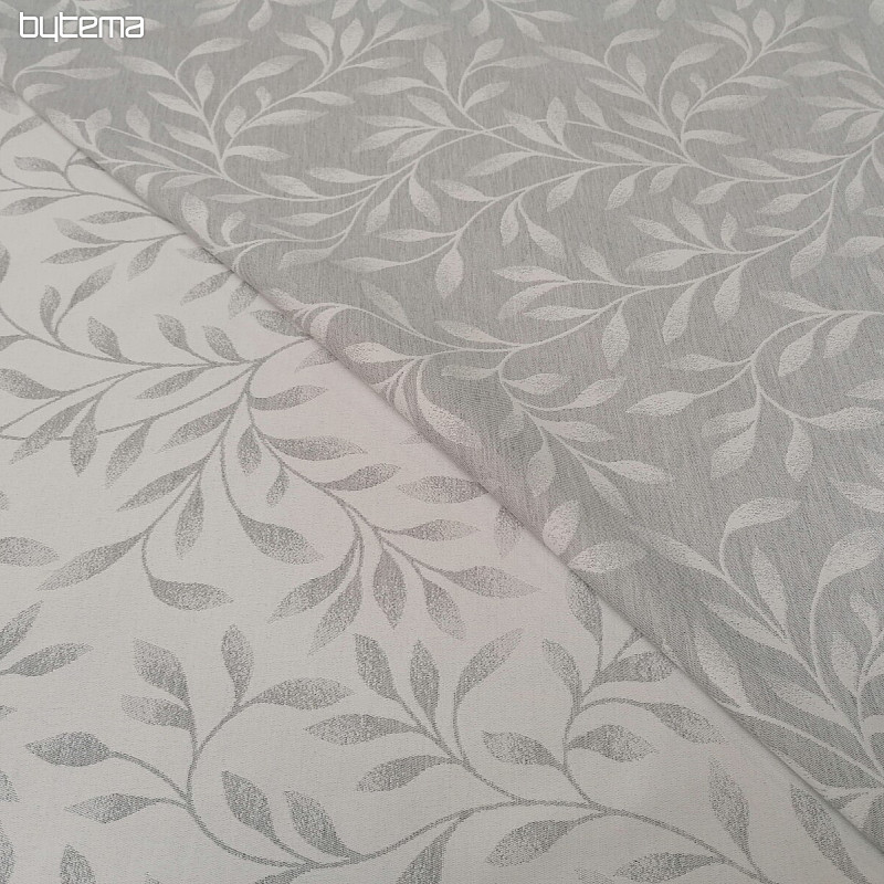 Dekostoffe jacquard NIGHT LEAFS Grau