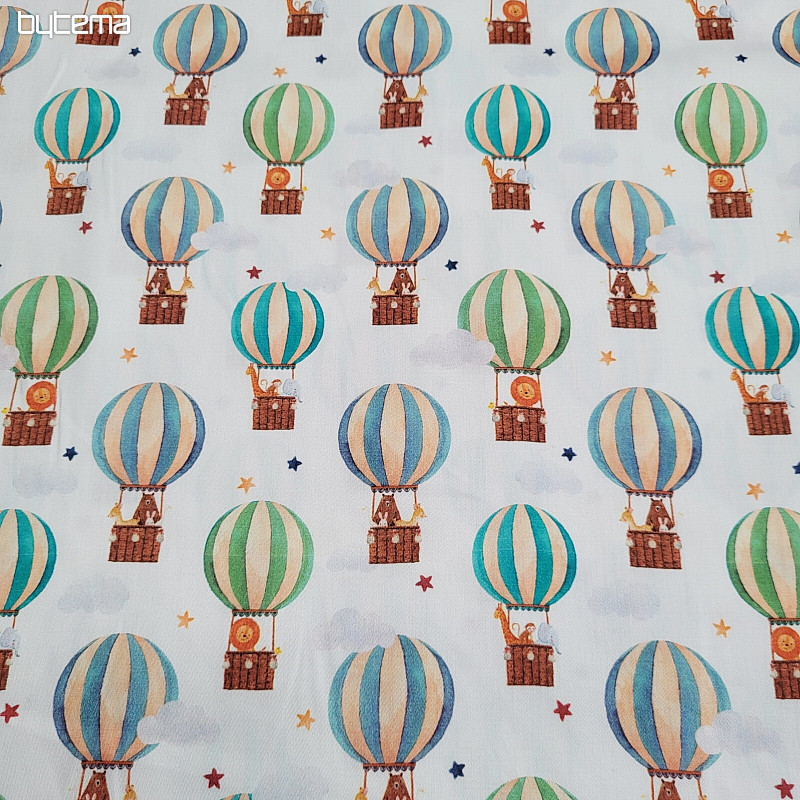 Kinder Baumwollsatin FLYING BALLOONS Digitaldruck