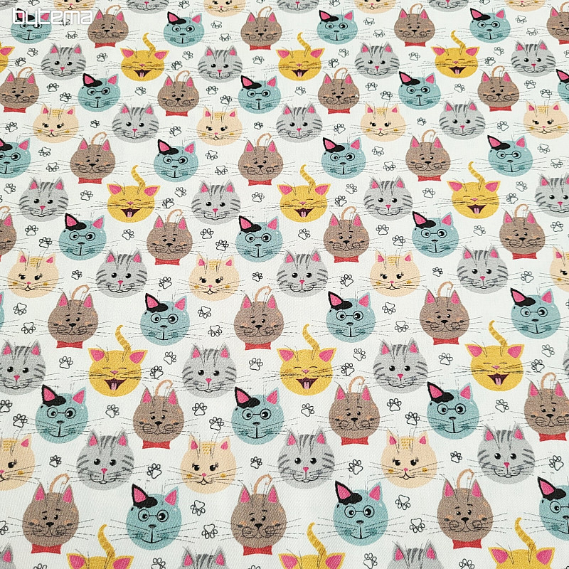 Baumwollsatin für Kinder KATZE Digitaldruck