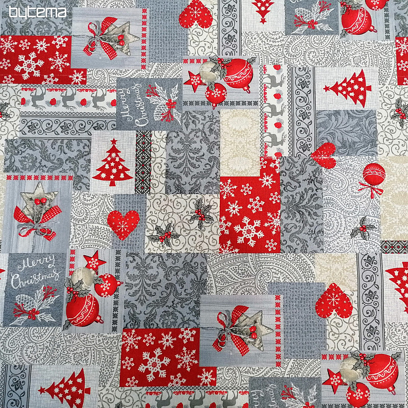 Dekorationsstoff PATCHWORK Weihnachten grau