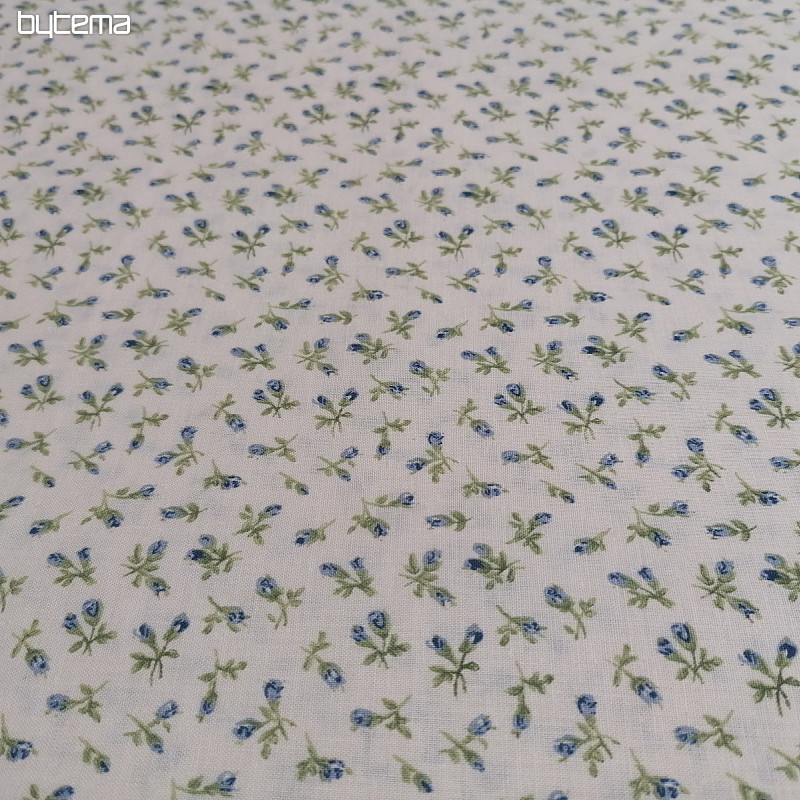 Baumwollstoff kleine Blumen - blau