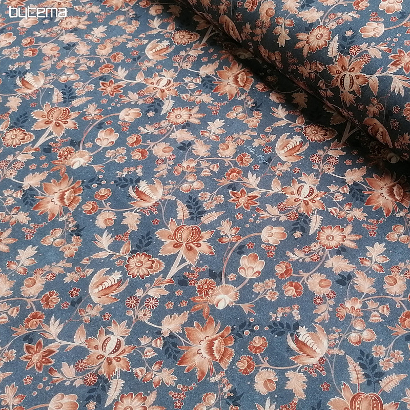 VARANASI KALAMKARI blauer Baumwollstoff