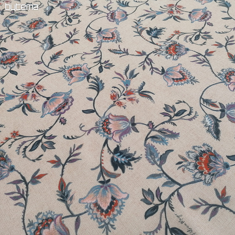 Dekostoff KLEINE BLUME BLAU