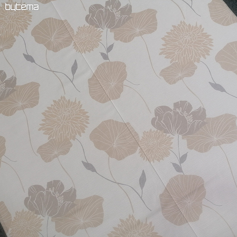 Dekostoff Stier-beige Blumen