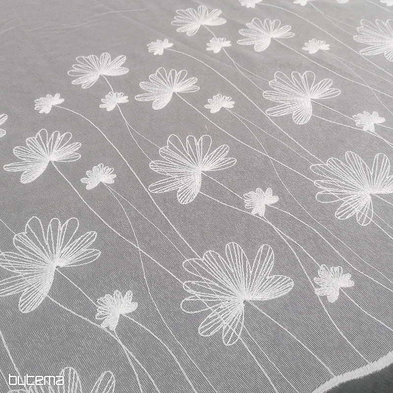 Luxus bestickter weißer Vorhang mit Blumen 11749/0001