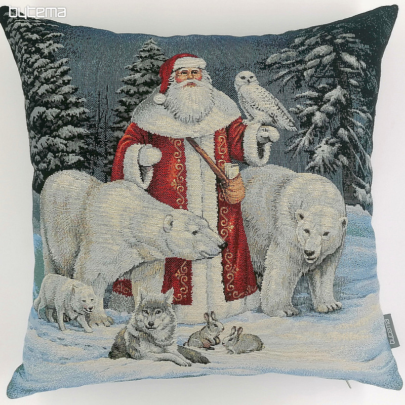Dekokissenbezug Weihnachtsmann mit Bären