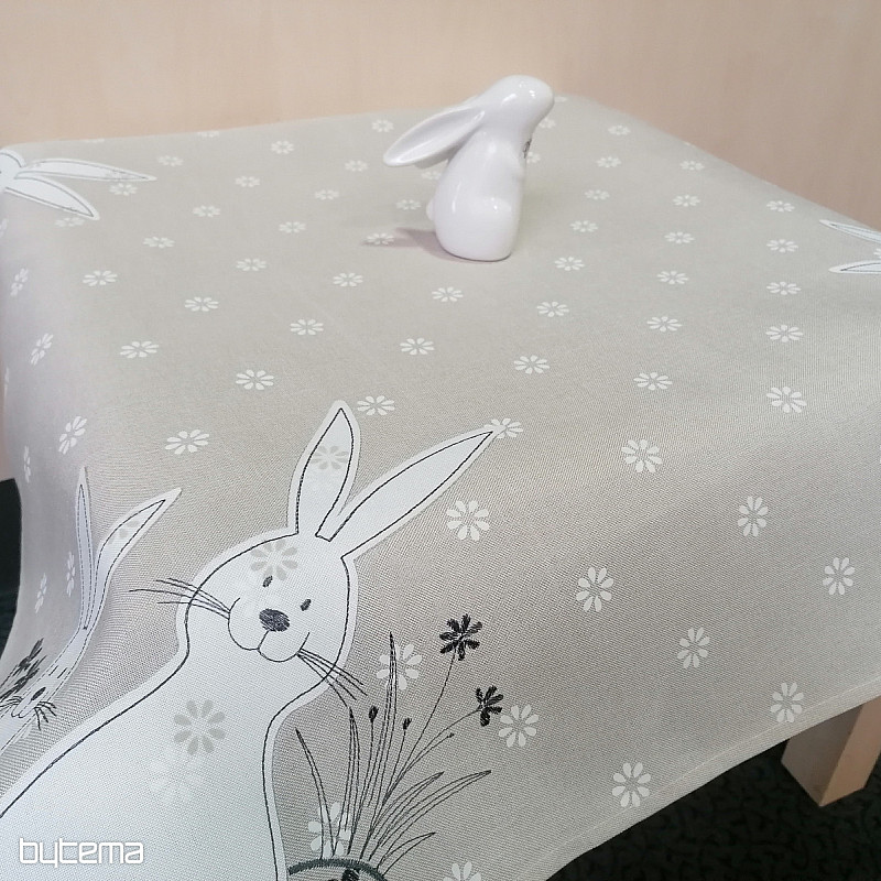 Gestickte Tischdecken HARE grau