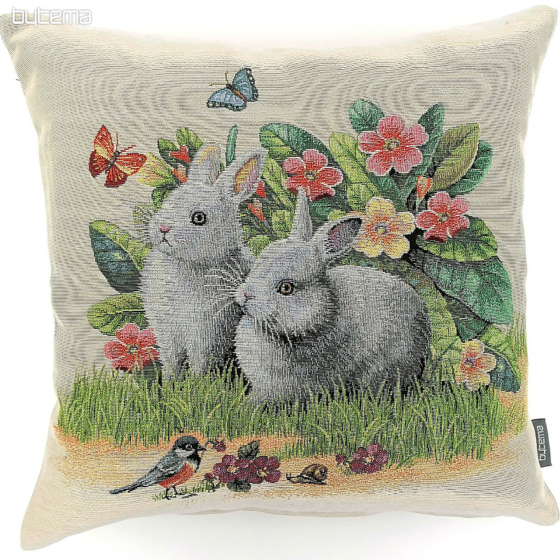 Gobelin-Kissenbezug RUNNIES IN THE GRASS