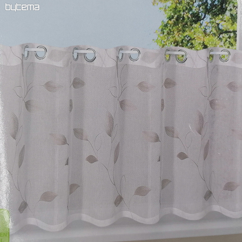 Fertiger Vorhang GERSTER grau-beige Blätter 50x150 cm