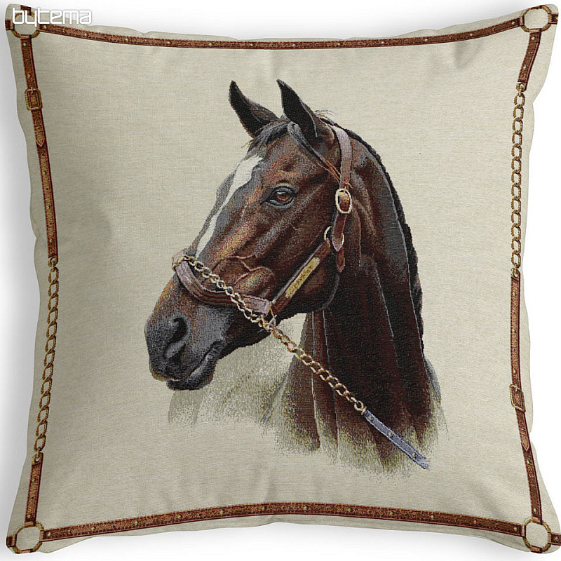 Groß gobelin-Kissenbezug HORSE brown