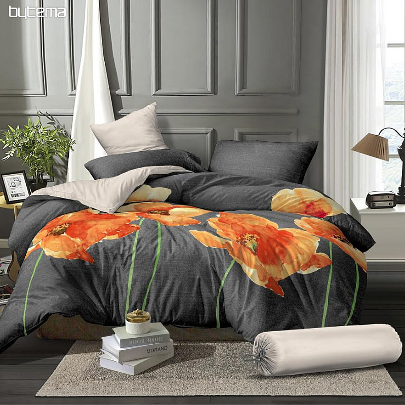 Mikroflanellbettwäsche auf einem französischen Bett POPPY POPLES - 2x70x90 cm 200x240 cm
