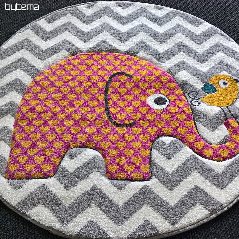 Runder Teppich für Kinder PASTEL Elefanten