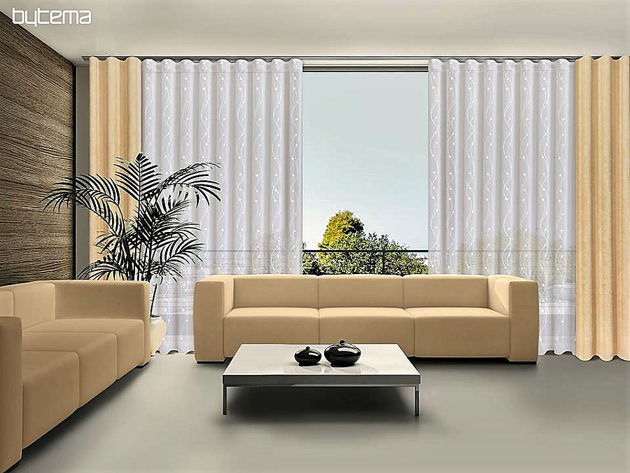 Voile Gardine Mit Der Sahne Stickerei Gerster 11115 23 Bytema