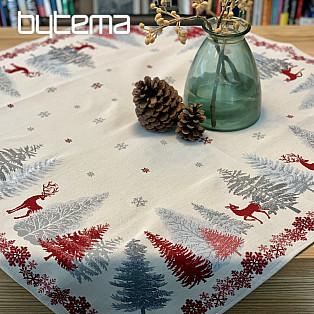 Tischdecken und Schals mit Weihnachtsteppich BÄUME MIT DEER