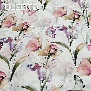 Dekostoff BLUMEN UND SCHMETTERLINGE CATALEYA grün-lila