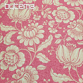 Dekorationsstoff GOLDENE BLUMEN roter Hintergrund