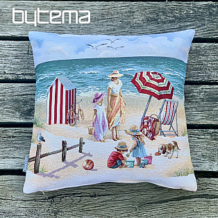 Gobelin-Kissenbezug KINDER AM STRAND