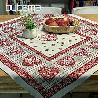 Gobelin-Tischdecke und Schal HERZ IN KARA