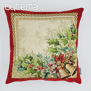 Weihnachts-Gobelinbezug GOLDENE GLOCKEN mit rotem Rand