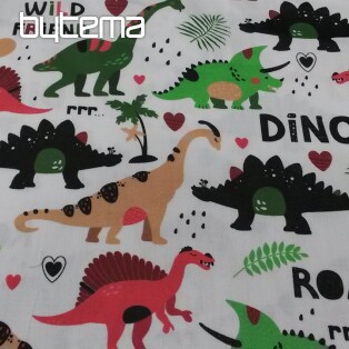 Baumwollsatin für Kinder DINOSAURIER  Digitaldruck