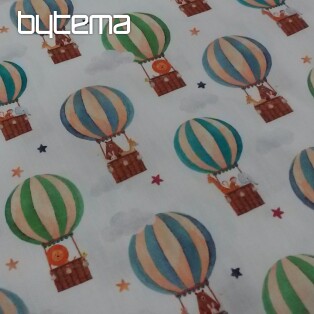 Baumwollsatin für Kinder FLIEGENDE BALLONS Digitaldruck