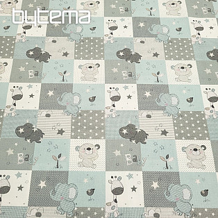 Baumwollstoff BABY ZOO blau