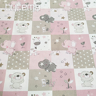 Baumwollstoff BABY ZOO rosa