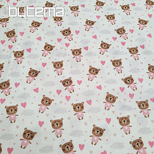 Baumwollstoff LOVE BÄR rosa