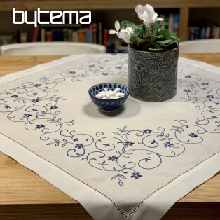Bestickten Tischdecken Weiße mit blau Blume