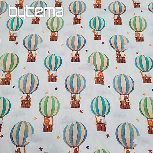 Kinder Baumwollsatin FLYING BALLOONS Digitaldruck